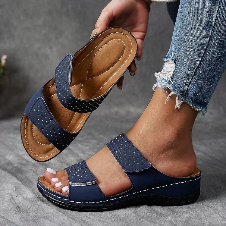 Sable – Wide Fit Orthopaedic Comfort Slides for Women – Blue