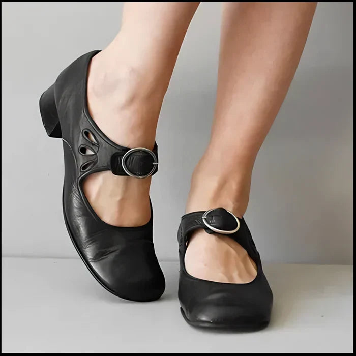 Tilda – Wide Fit Orthopaedic Comfort Flats for Women – Black