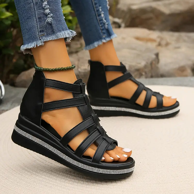 Romy – Memory Foam Orthopaedic Sandals for Women – Black