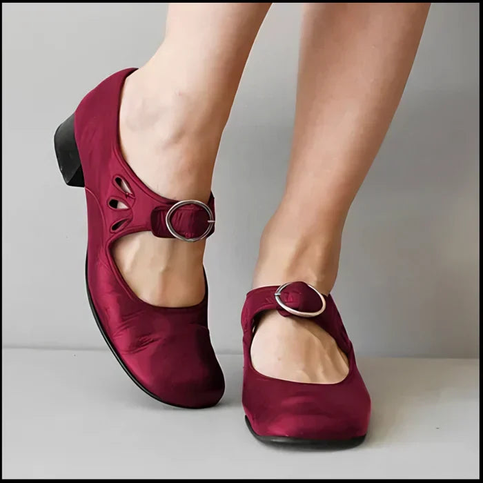 Tilda – Wide Fit Orthopaedic Comfort Flats for Women – Red