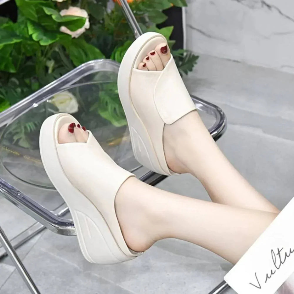 Gemma – Slip-On Wide Fit Orthopaedic Sandals for Women – White