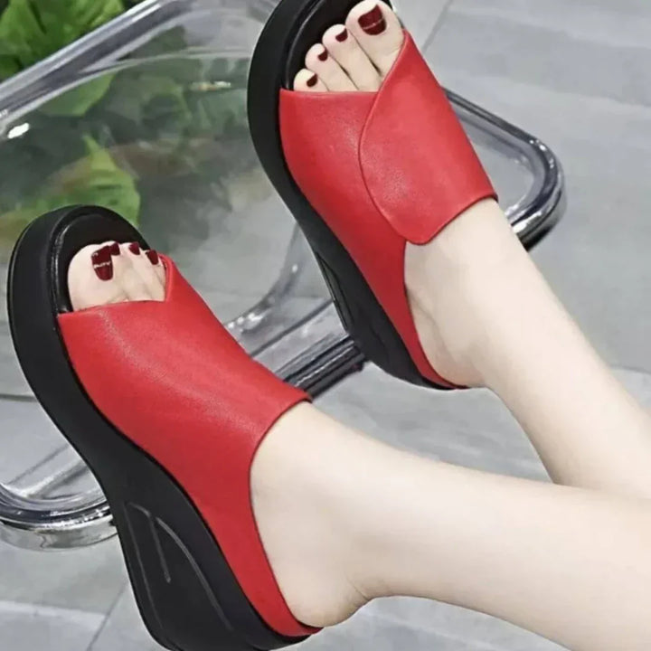 Gemma – Slip-On Wide Fit Orthopaedic Sandals for Women – Red