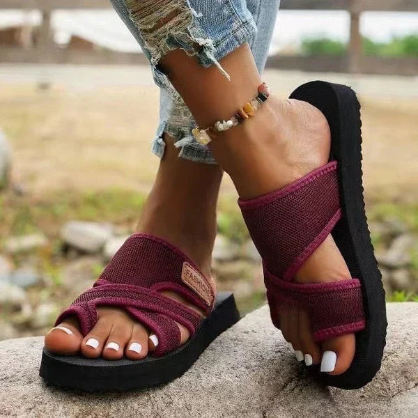 Jorja – Wide Fit Everyday Orthopaedic Sandals for Women – Red