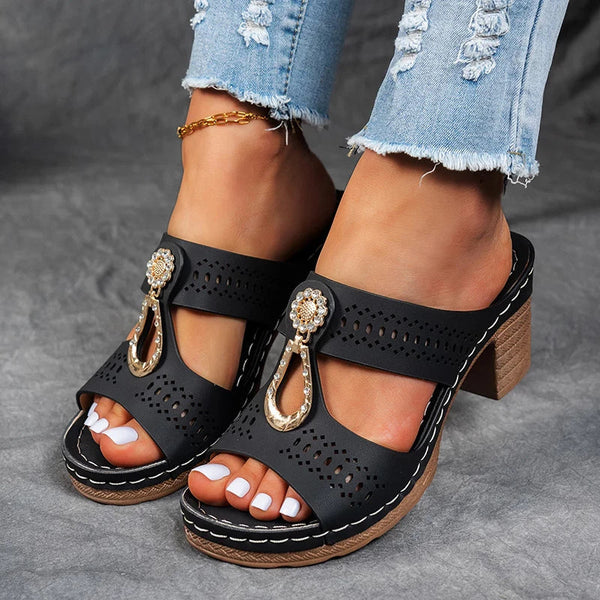 Esme – Slip-On Wide Fit Orthopaedic Sandals for Women – Black