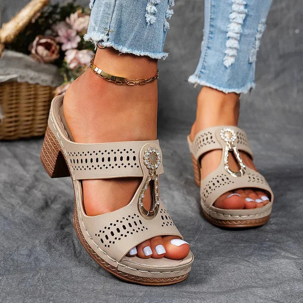 Esme – Slip-On Wide Fit Orthopaedic Sandals for Women – Khaki