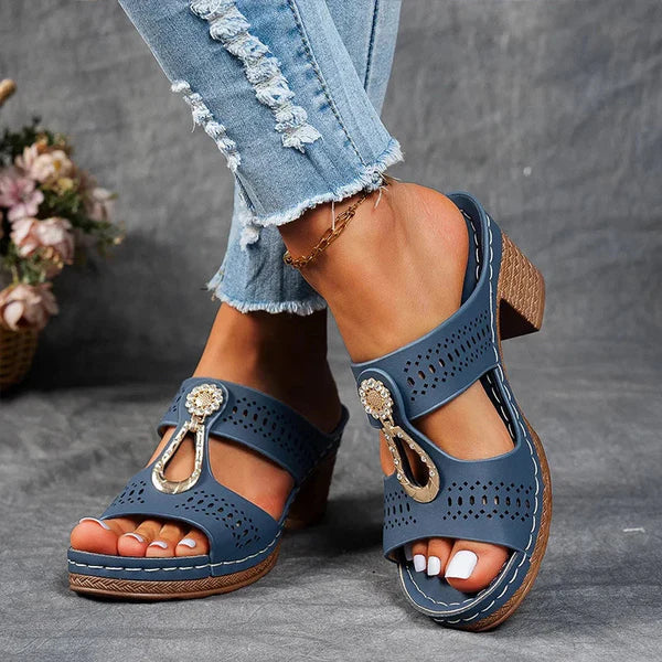 Esme – Slip-On Wide Fit Orthopaedic Sandals for Women – Blue