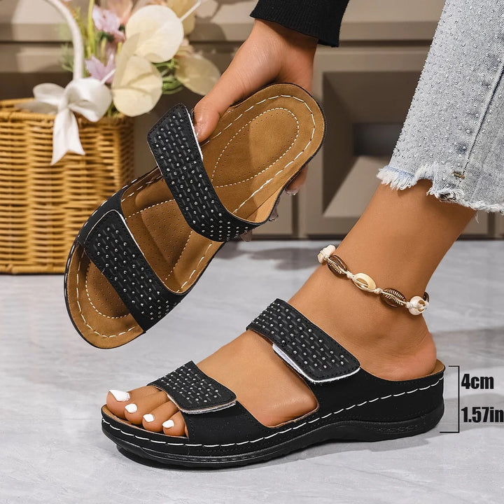 Maeve – Breathable Wide Fit Comfort Sandals for Women – Black