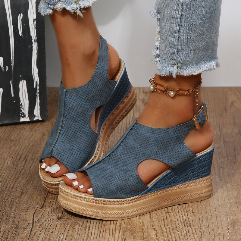 Camille – Wide Fit Cushioned Walking Sandals for Women – Blue