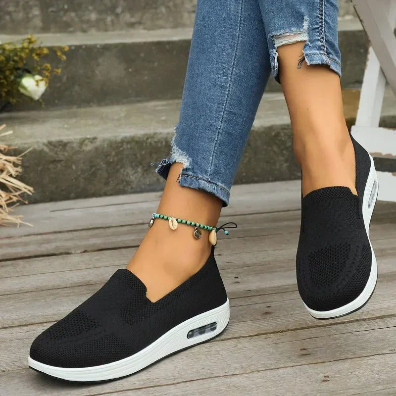 Rosalie – Wide Fit Orthopaedic Comfort Flats for Women – Black