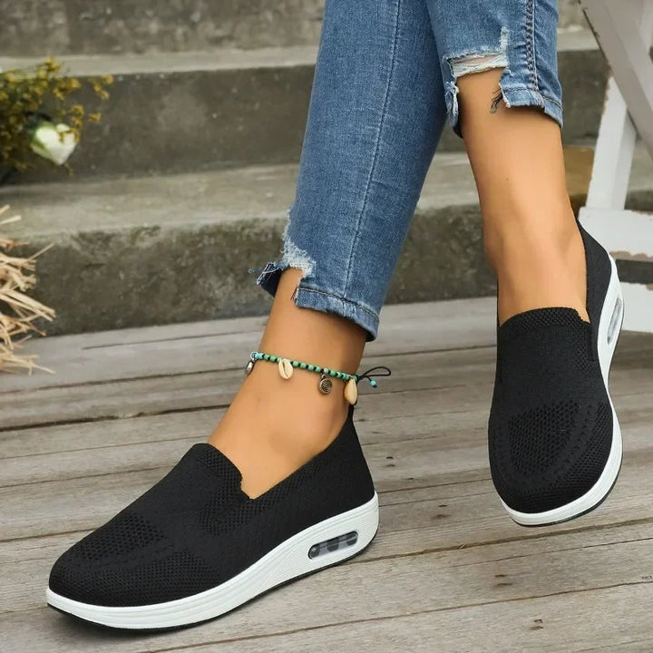 Rosalie – Wide Fit Orthopaedic Comfort Flats for Women – Black
