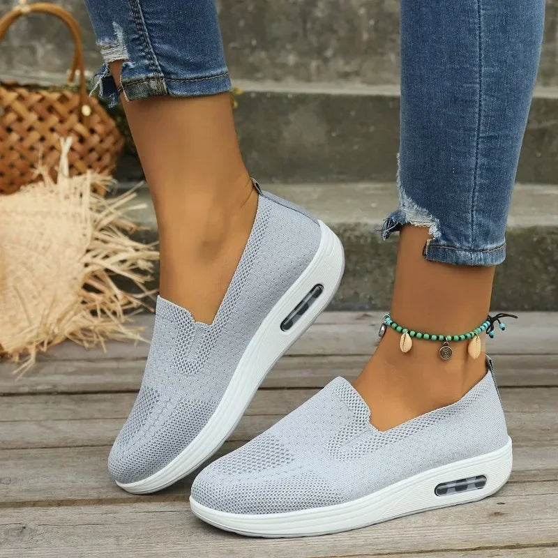 Rosalie – Wide Fit Orthopaedic Comfort Flats for Women – Grey