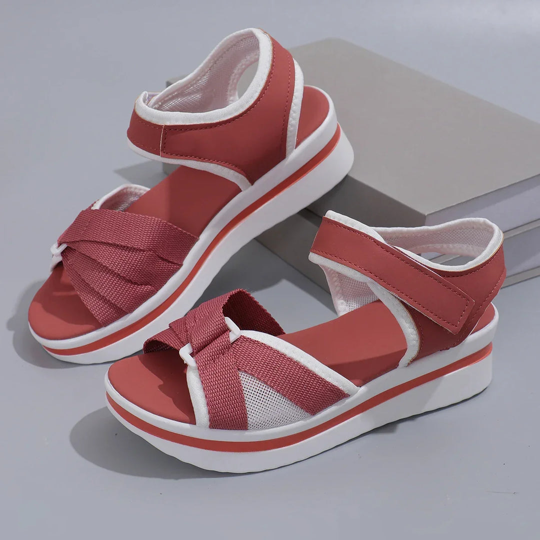 Marnie – Slip-On Wide Fit Orthopaedic Sandals for Women – Wine Red