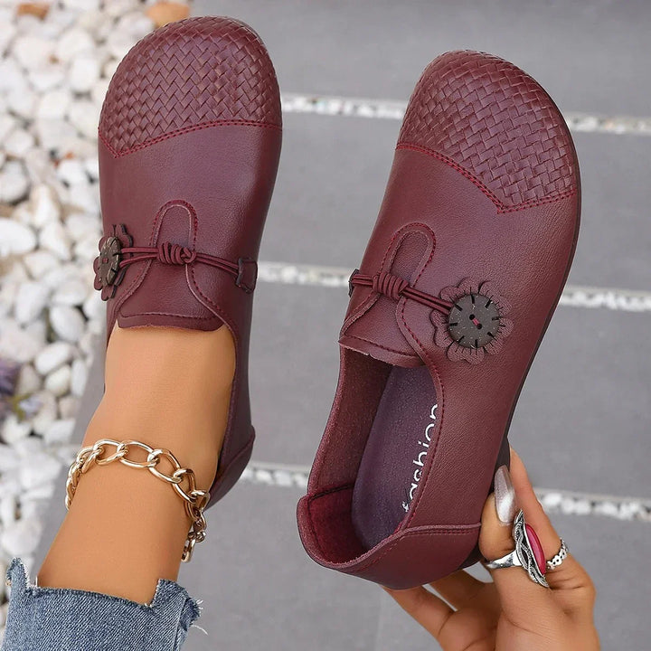 Rhea – Slip-On Wide Fit Orthopaedic Shoes for Women – Wine Red