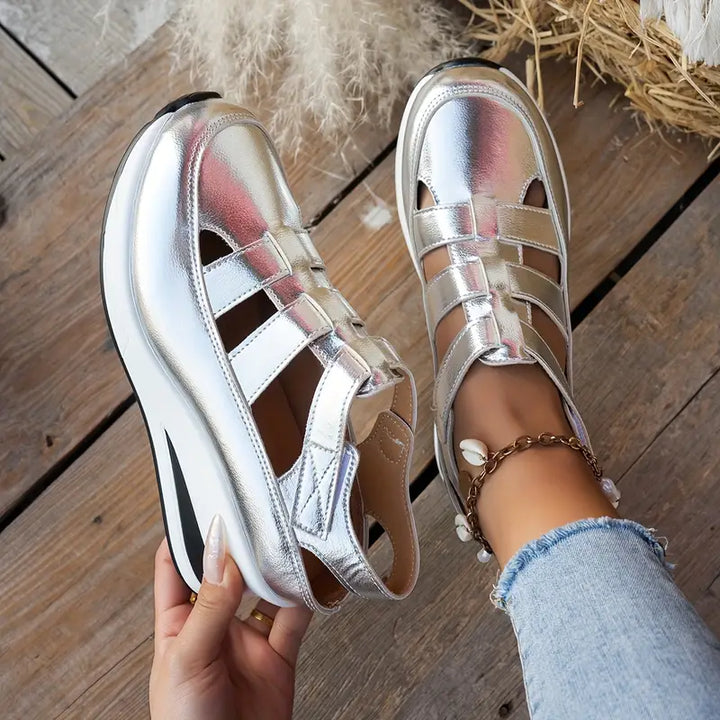 Beatrix – Bunion Relief Wide Toe Box Shoes for Women – Silver Shine