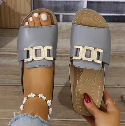 Iona – Wide Toe Box Pressure-Relief Sandals for Women – Grey