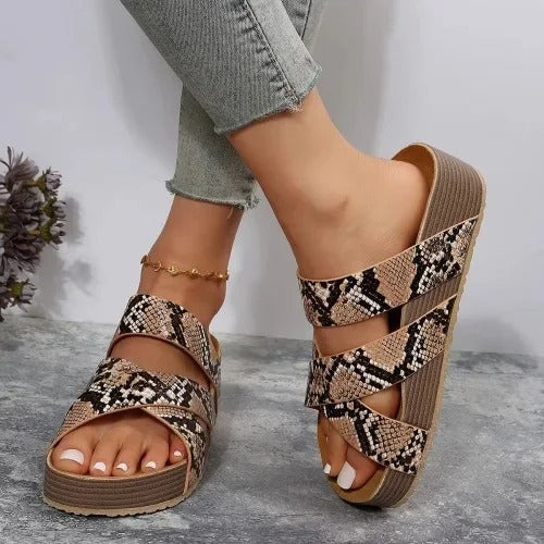 Linnea – Arch Support Orthopaedic Sandals for Women – Leopard Print
