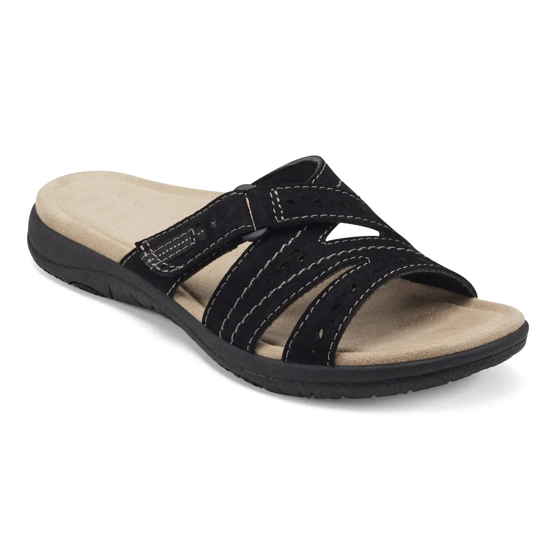 Jetty – Wide Fit Orthopaedic Comfort Flat Sandals for Women – Black
