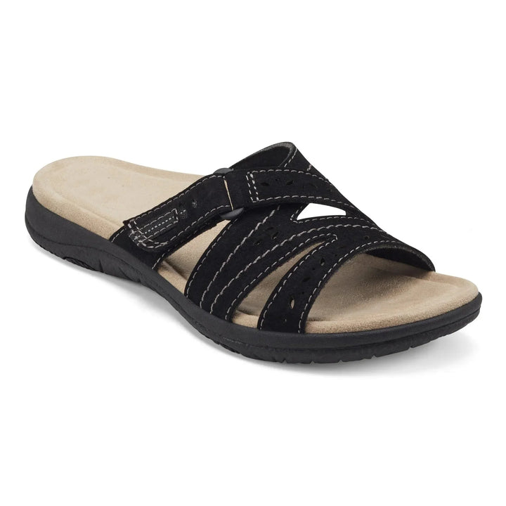 Jetty – Wide Fit Orthopaedic Comfort Flat Sandals for Women – Black